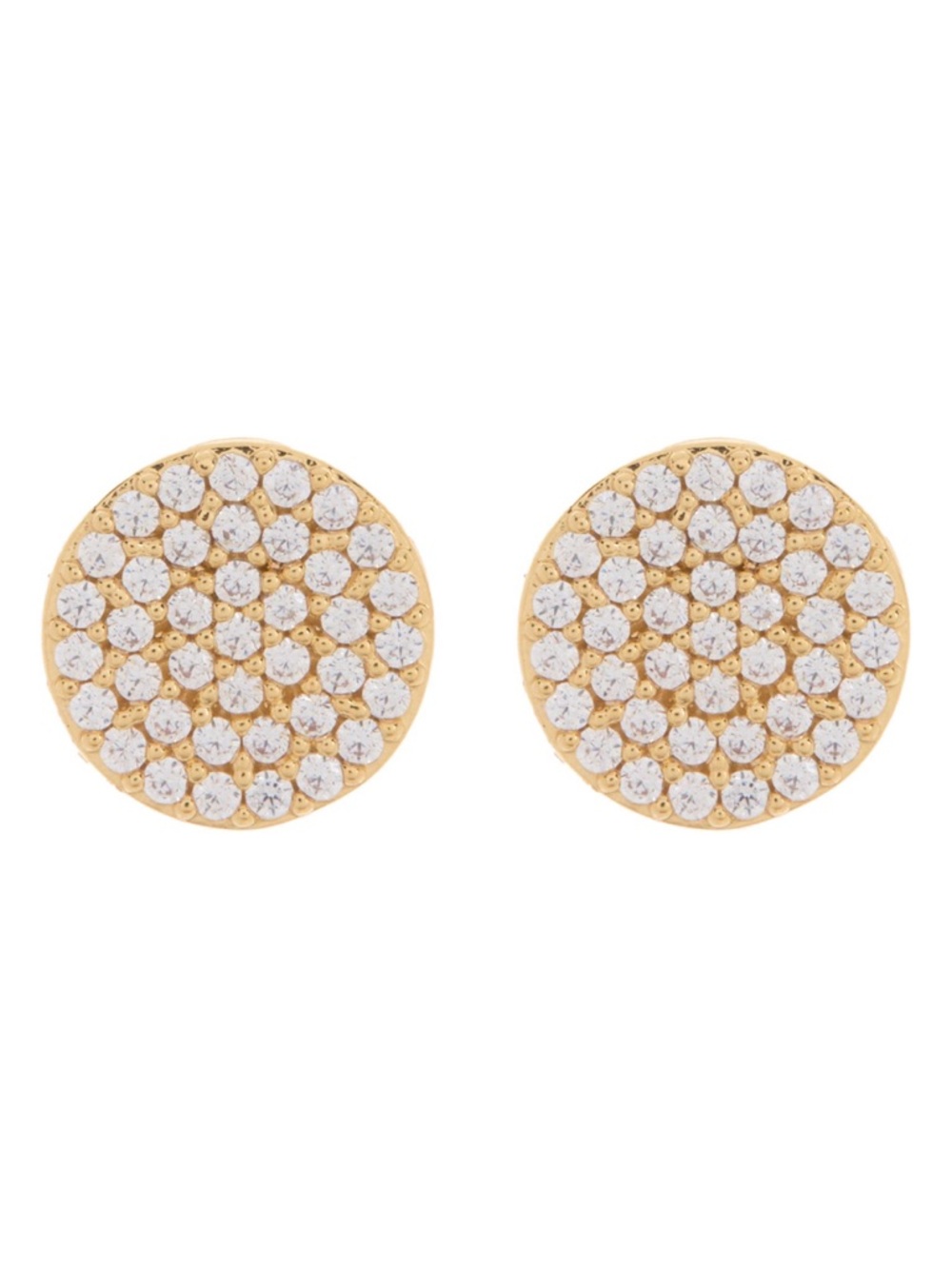 Nadri Gold-toned & Cubic Zirconia Pavé Disc Stud Earrings